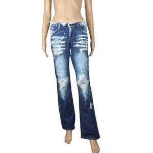 Predistressed vintage boot cut jeans